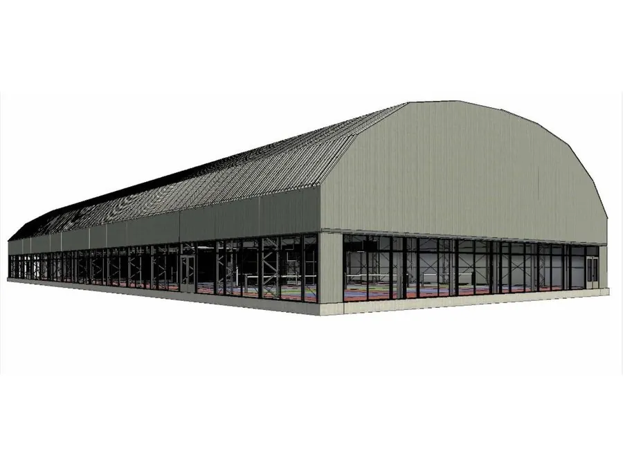 3D-Visualisierung der neuen Padelhalle von Racket City